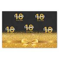 18th birthday party black gold sparkle name tissue paper