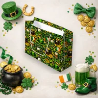 Vintage Festive Irish Luck St. Patrick’s Pattern Large Gift Bag