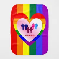 All Love Pride Heart Couples Baby Burp Cloth
