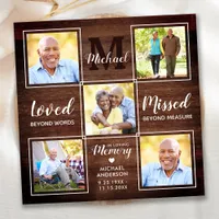 Rustic Memorial Photo Collage Keepsake Funeral Thank You Card