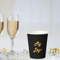 Black business company logo paper cups