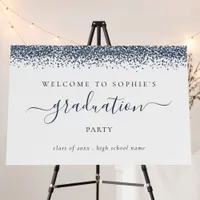 Navy Blue Glitter Name Welcome Graduation Party Fo Foam Board