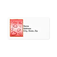 I Love You with Hearts Pink Background Label