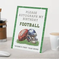 American Football First Year Down 1st Birthday Pedestal Sign