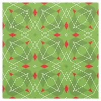 Christmas Festive Mosaic Green Red White Pattern Fabric