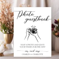 Minimalist Black Wedding Photo Guestbook Sign