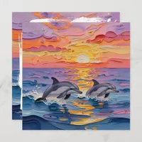Impasto Dolphins and Ocean Waves | Thinking of You Card