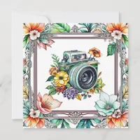 Vintage Camera with Pretty Flowers Watercolor Cards
