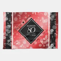 Elegant 80th Ruby Wedding Anniversary Celebration Kitchen Towel