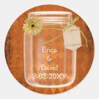 pumpkin orange sunflower mason jar wedding seals