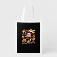 Tis The Season Pumpkin Leaves Autumn Grocery Bag