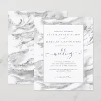 Budget Chic Silver Foil Marble Wedding Invitation
