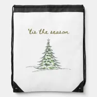 Tis The Season Christmas Tree Debbie Groovy Santa Drawstring Bag