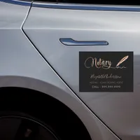 Notary loan signing agent black rose gold car magnet