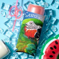 Personalized Cute AI Generated Parrot Seltzer Can Cooler