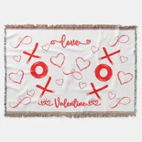 Valentine's XOXO with Hearts in Red | Throw Blanket