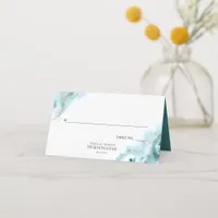 Modern Teal Watercolor Moss Agate Menu