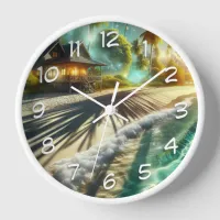 Beautiful Sunset Beach House Themed Clock