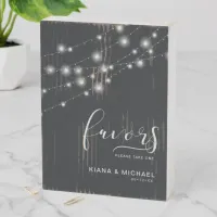 Modern String Lights Favors Sign B&W ID585