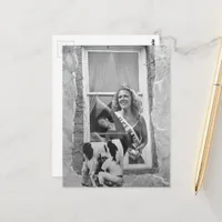 Retro Dairy Princess Collage Black and White Postcard