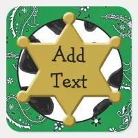 Sheriff Badge Green Bandanna  Sticker