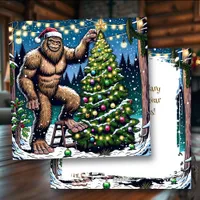 Funny Christmas Bigfoot Sasquatch Personalized Holiday Card