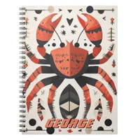 Geometric Red Crab Illustration Notebook