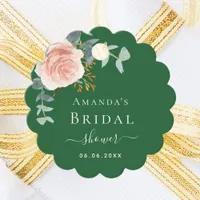 Bridal Shower emerald green rose gold florals Favor Tags