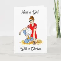 Wishing a Good Day | Hand Drawn Chicken and Lady Card