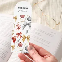 Christmas Watercolor Ornaments Bows Personalized Bookmarks