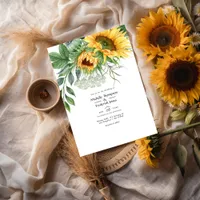 Watercolor Rustic Bohemian Sunflower Wedding Invitation