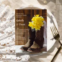 Daffodils Cowboy Boots Wedding Rehearsal Dinner Invitation