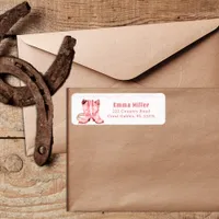 Pink Cowgirl Boots Western Return Address Sticker