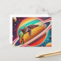 Cat on a Taco Planet Postcard