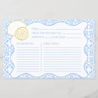 Recipe Card Italian Citrus Lemon Bridal Shower
