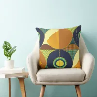 Contemporary Mid-century Style Geometric Pattern Throw Pillow