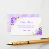 Purple Floral Gold Watercolor Wedding Website Enclosure Card