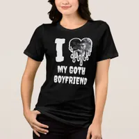 I Love My Goth Boyfriend White Heart Photo Tri-Blend Shirt