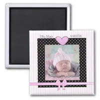 Birth Announcement Pink Baby Girl Magnet