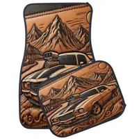 Muscle Car in Dreamy Landscape Car Floor Mat