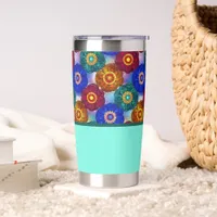 Stained Glass Abstract Red Green Blue Orange Insulated Tumbler