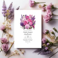 Pink-Lavender and Almost-Mauve Floral Wedding Invitation