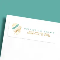 Salon Teal Gold Floral Hair Stylist Return Address Label