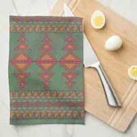 Southwest Sagebrush Green Geometric Design Kitchen Towel