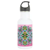 Pink Butterfly Mandala Whimsical Hand Drawn   Stainless Steel Water Bottle