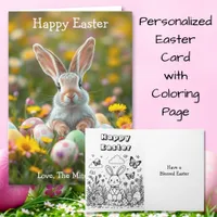 Easter Bunny and Eggs | Inside Coloring Page Card