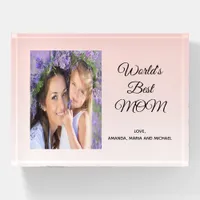 Mother rose gold photo paperweight