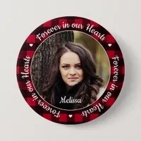 Forever in our Hearts Red Plaid Keepsake Memorial Button