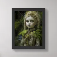 A vintage porcelain doll was lost in the forest  framed art