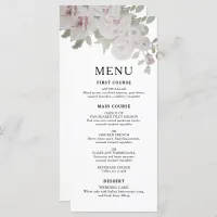 Dusty Gray Pink Rose Floral Watercolor Wed Menu